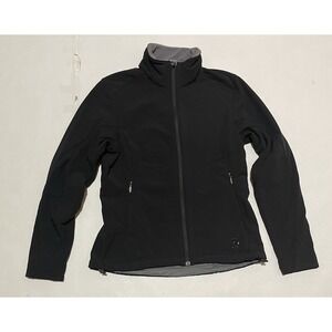 REI Womens Black Fleece Jacket Full Zip Zipper Pockets Size Small Sherpa Lined